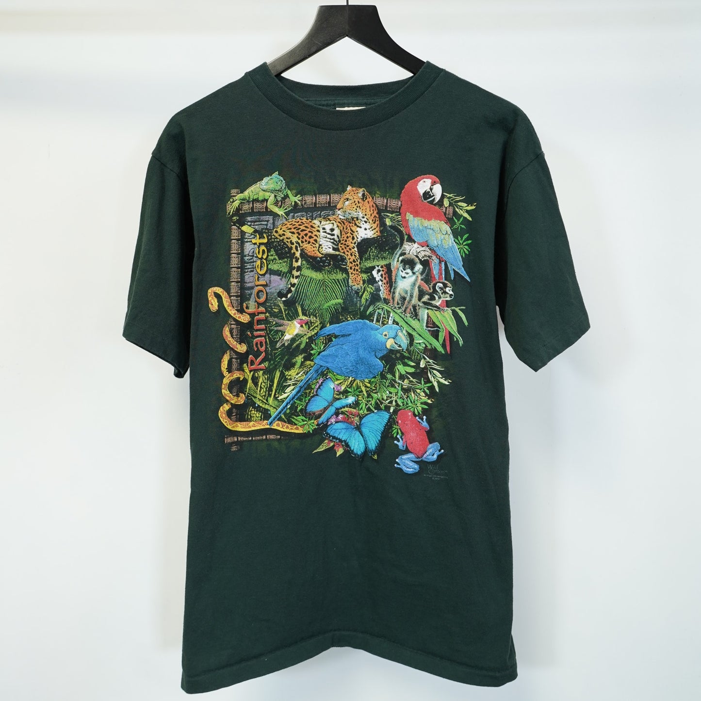 (L) Vintage Wild Cotton Rainforest Single Stitch Nature T-Shirt Men's L Green Animal