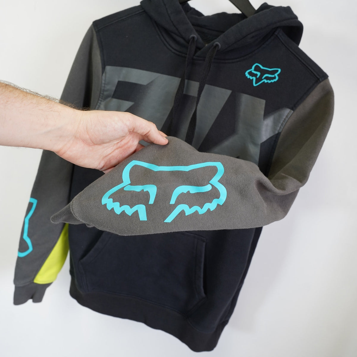 (S) Fox Racing Y2K Motocross Hoodie 2000s Men's S Black Gray Motorcycle Jacket