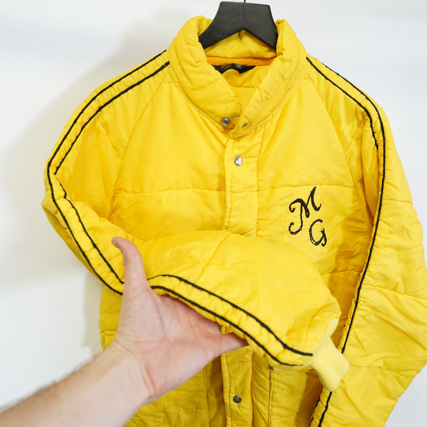 (S) True Vintage 70s Chain Stitched Swingster Western Puffer Jacket Men's S Yellow