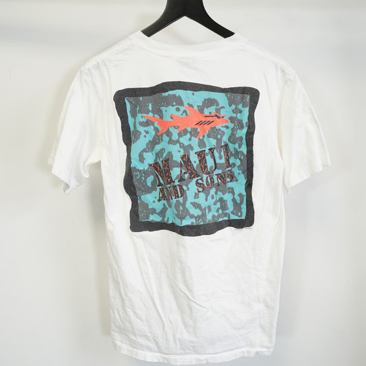 (M) Vintage Maui & Sons Surf Shark T-Shirt Men's M White Skate Beach