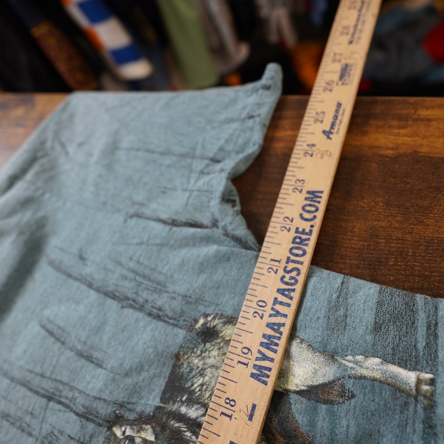 (L) Vintage Wolf Nature Wildlife 90s Signal Sport T-Shirt Mens L Blue All Over Print