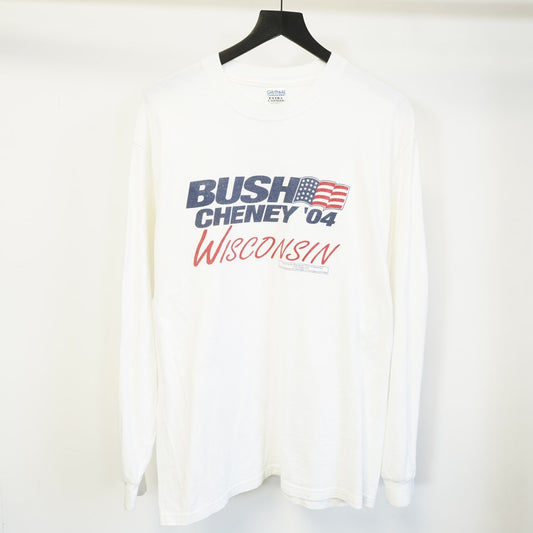 (L) Vintage George Bush Cheney 2004 Republican Campaign T-Shirt Men's L White Gildan