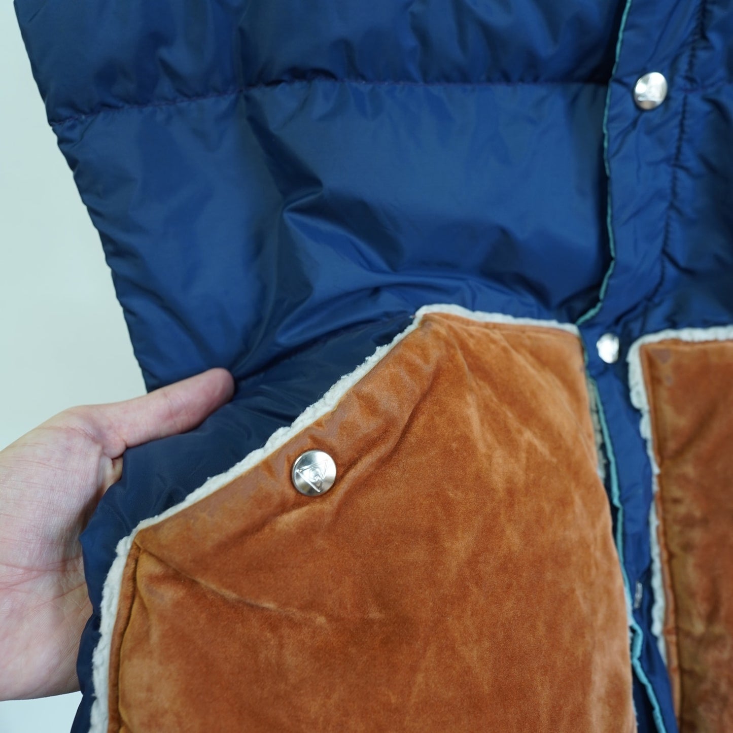 (M) True Vintage 1970s Gerry Western Puffer Vest Cowboy Men's M Navy Blue Ski Retro