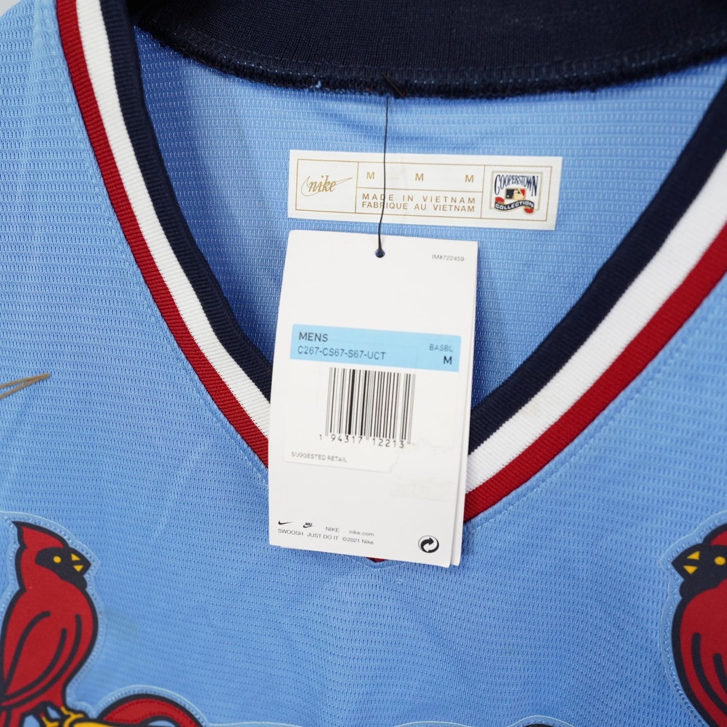 (M) Nike St. Louis Cardinals Light Blue Cooperstown Baseball Jersey Men's M New