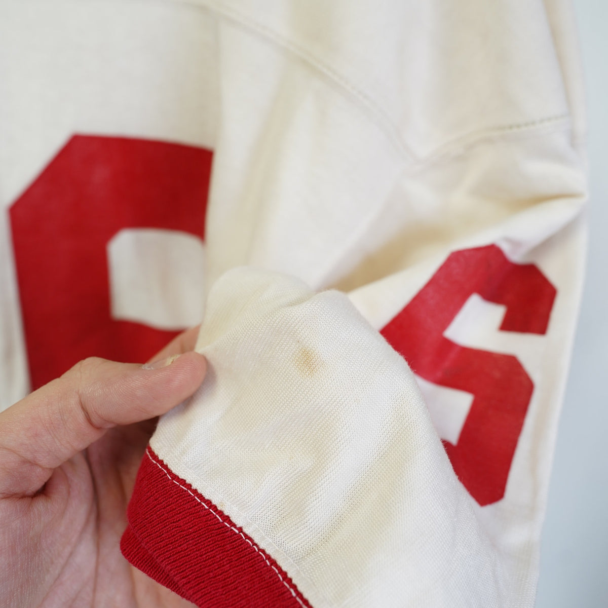 (M) True Vintage 70s Boston University Football Jersey Men's M White Red College