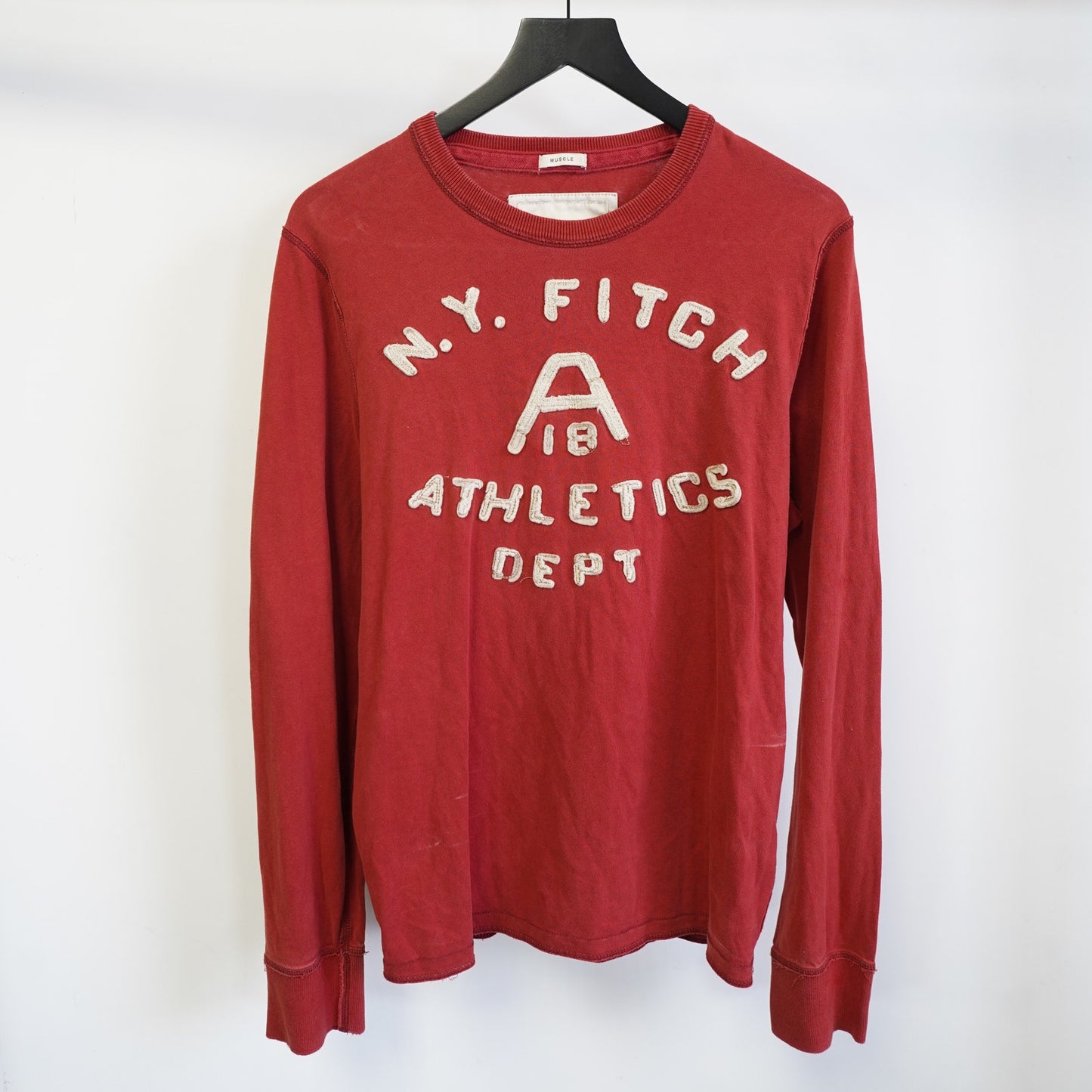 (M) Vintage Abercrombie & Fitch Y2K Muscle Longsleeve t-Shirt Men's L Sewn Red 2000s