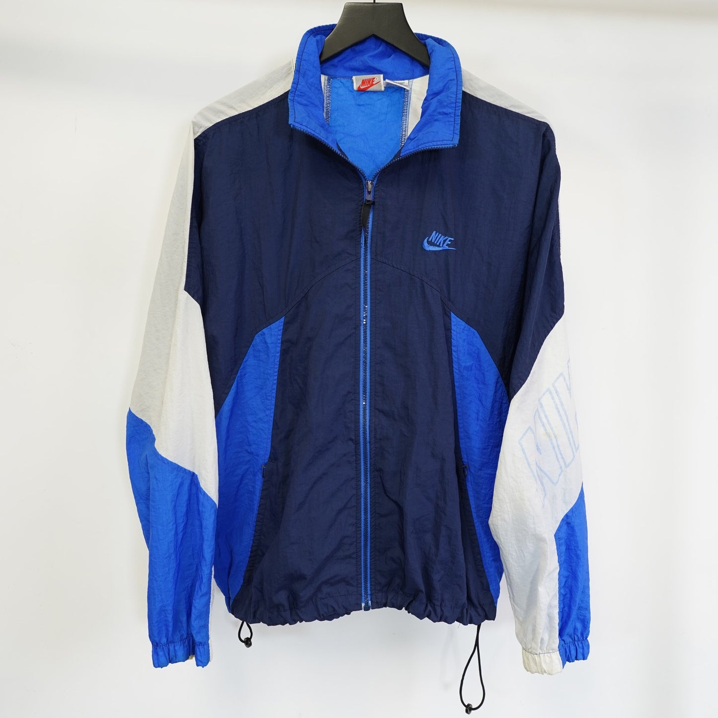 (M) Vintage Nike Windbreaker Jacket Blue White 90s Full Zip