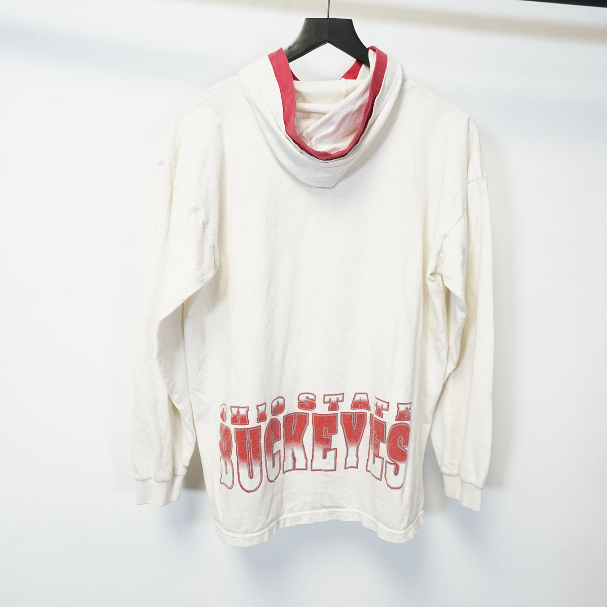 (L) Vintage Ohio State Buckeyes 90s Hooded T-Shirt Men's L White Red TSI Retro
