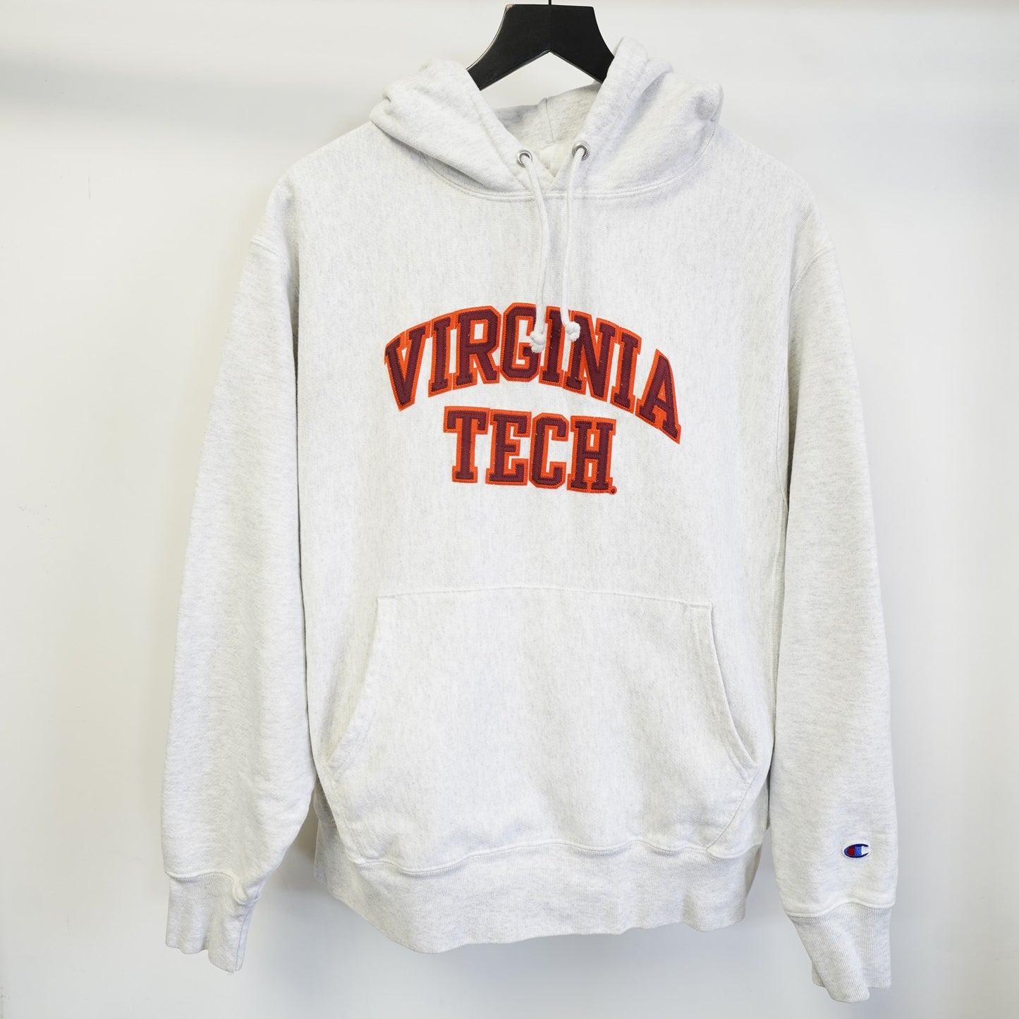 Virginia Tech Champion Reverse Weave Embroidered Hoodie Men's L Heather Gray