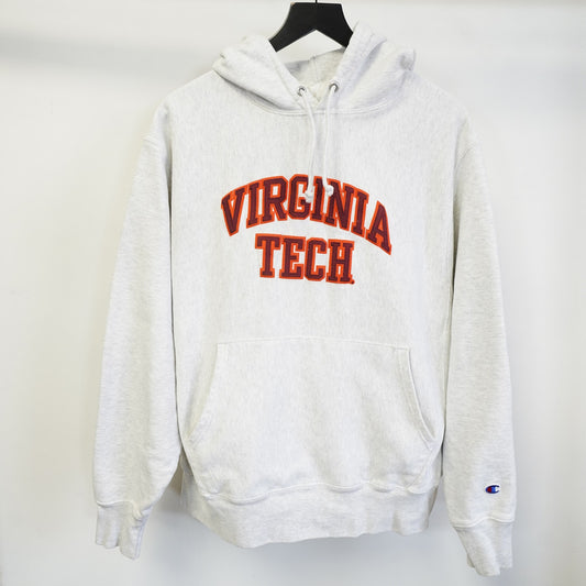 Virginia Tech Champion Reverse Weave Embroidered Hoodie Men's L Heather Gray