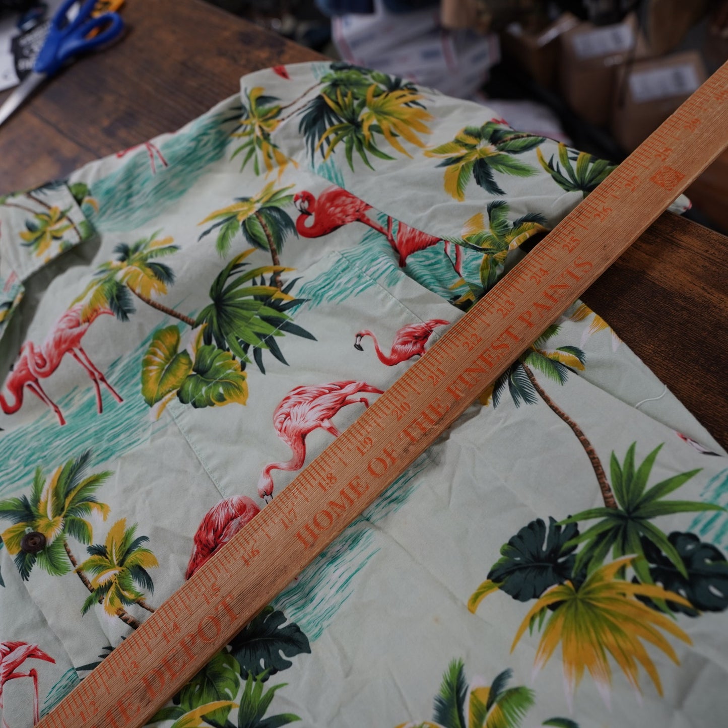 (XL) Vintage Pacific Legend Flamingo Hawaiian Button Down Shirt Men's XL White Polo