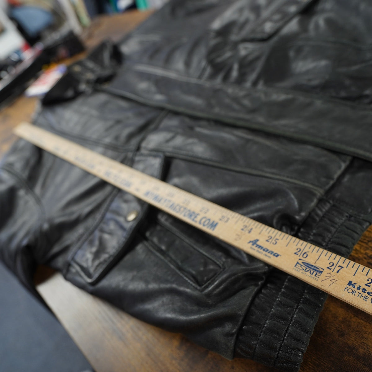 (L) Vintage Outdoor Exchange Insulated Leather Bomber Aviator Jacket Men's L Black