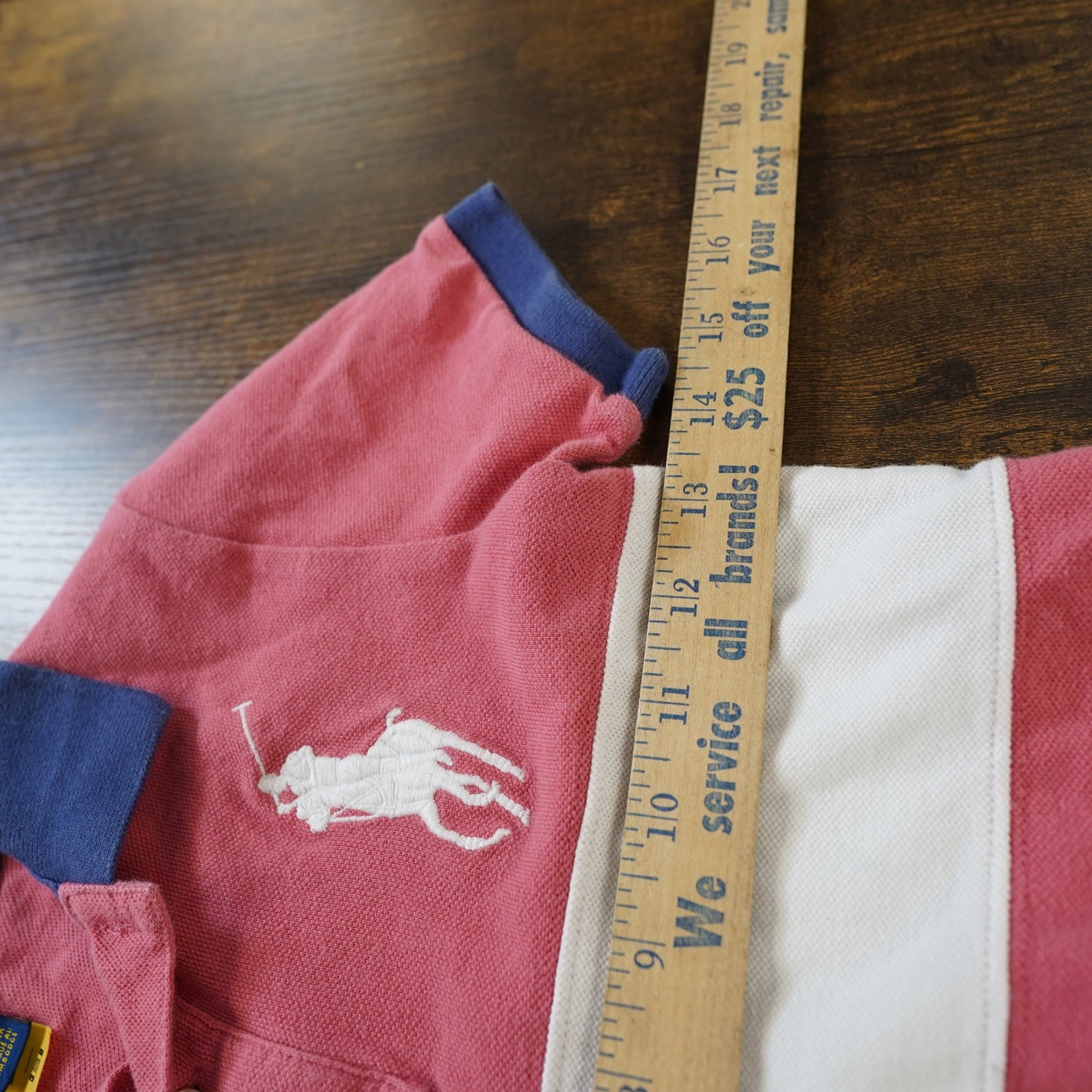 (Youth 6) Polo Ralph Lauren Big Pony Embroidered Striped Polo Shirt Kids Sz. 6 Youth Pink