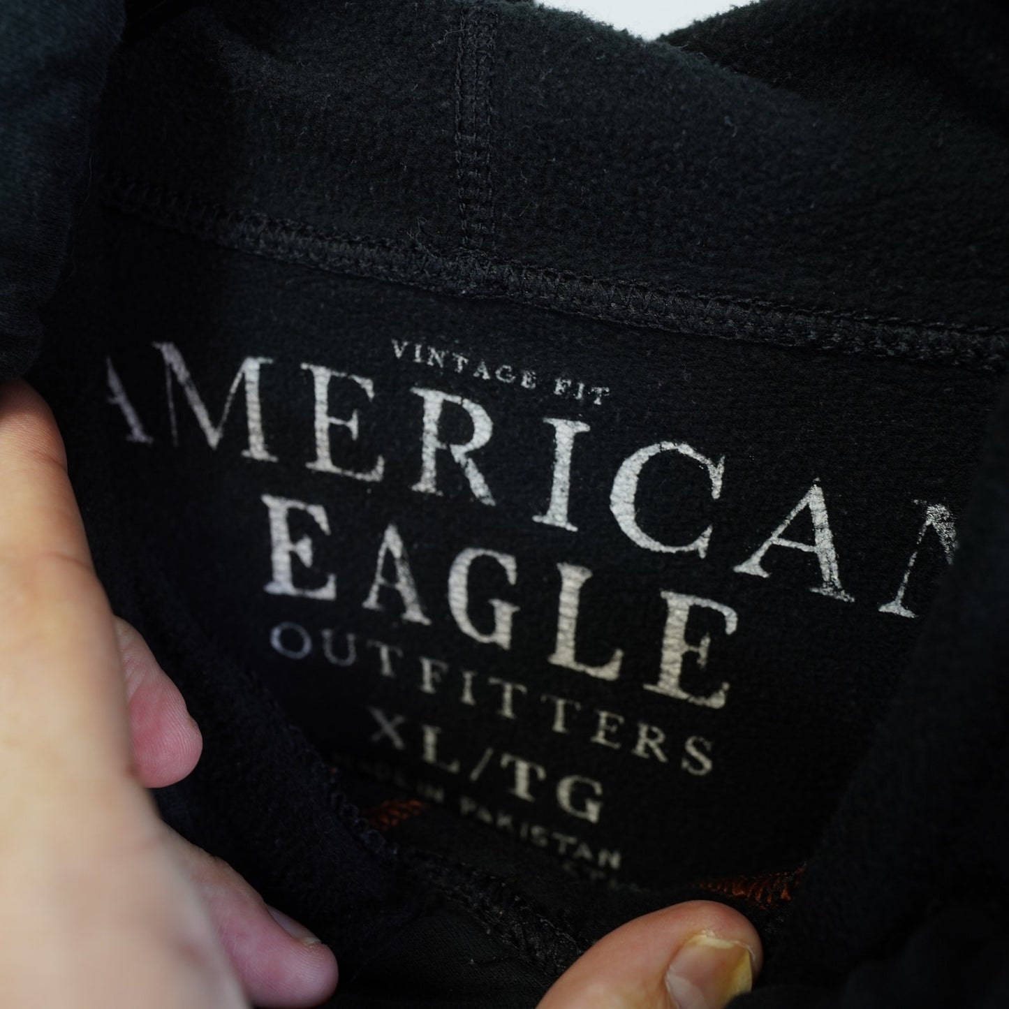(XL) Y2K American Eagle Vintage Fit Varsity Hoodie Men's XL Black White Preppy 2000s