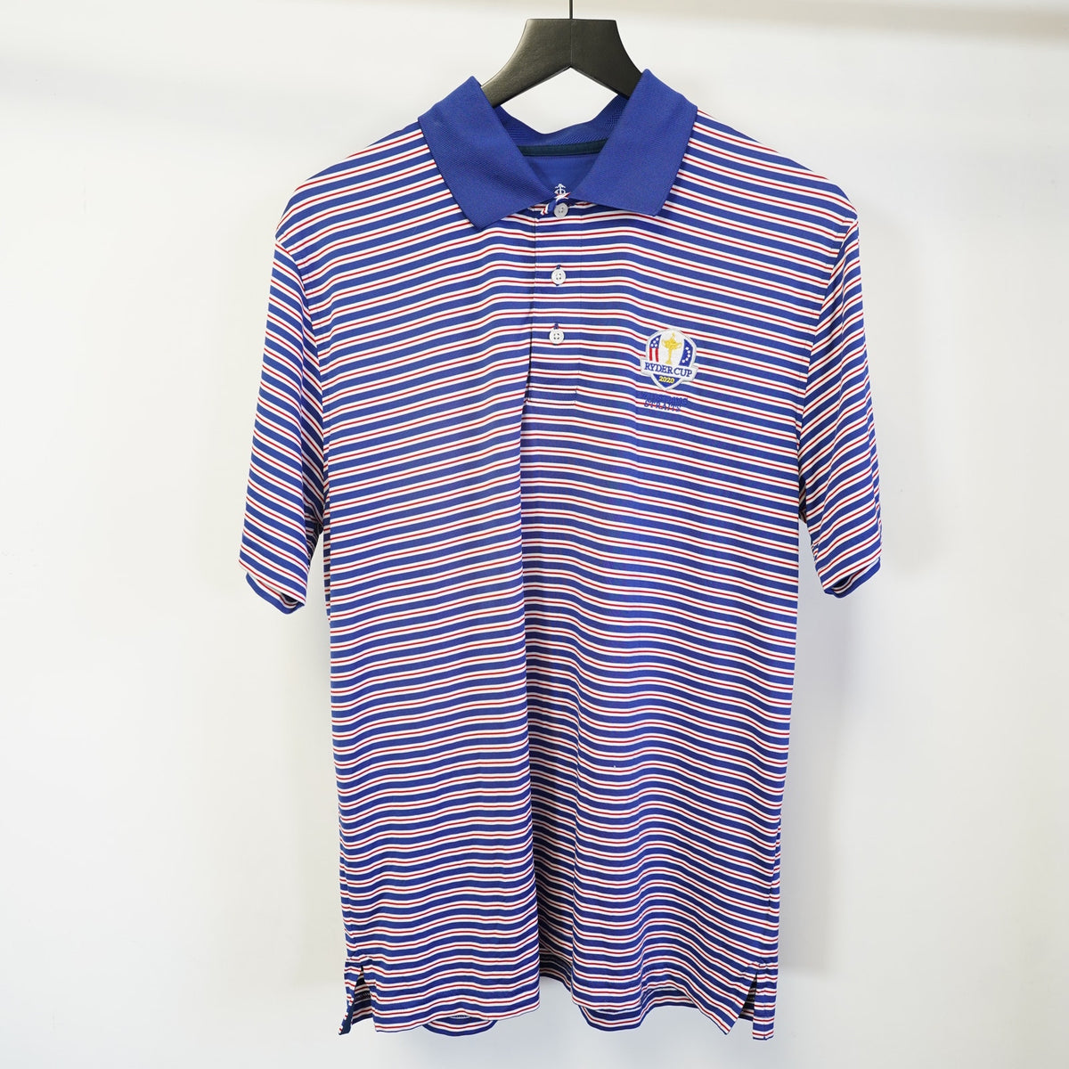 (L) Brooks & Brothers Ryder Cup 2020 Sewn Striped Golf Performance Polo Men's L Blue