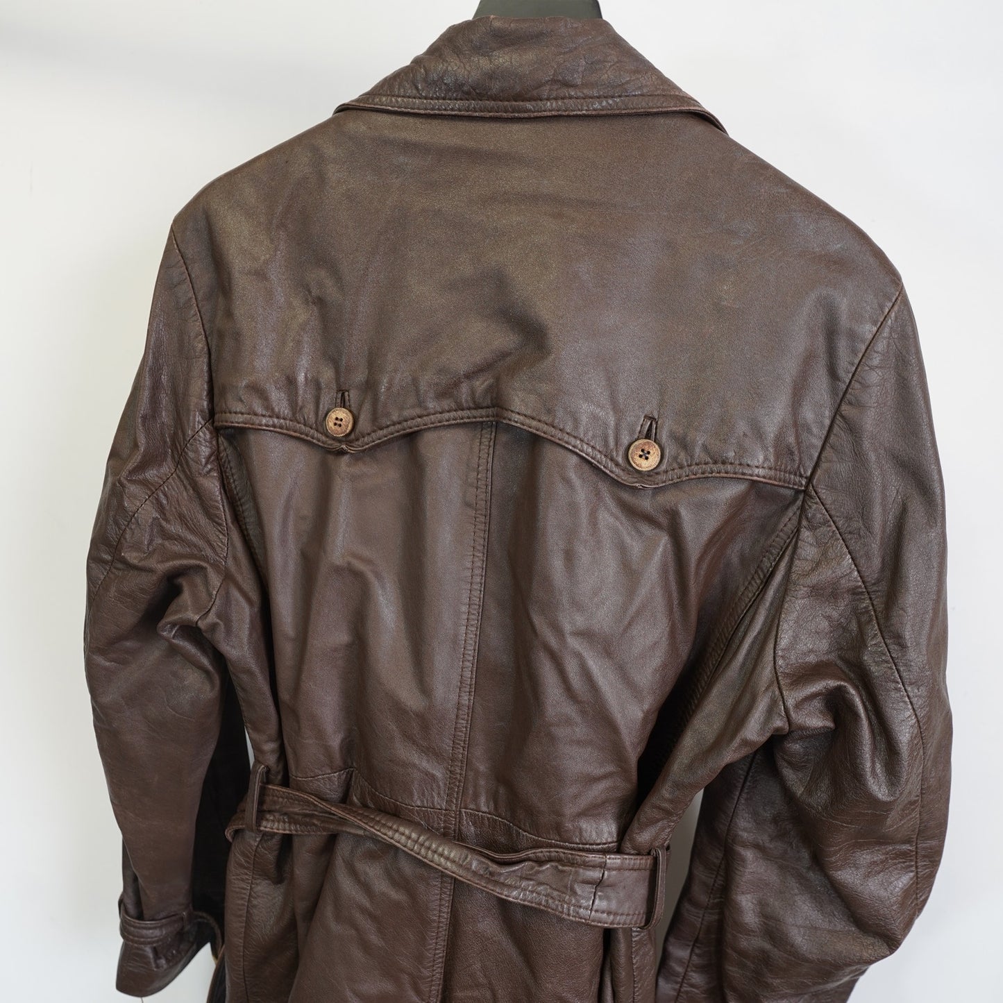 (M) True Vintage Studio One By Campus Western Leather Trenchcoat Men's M 42 Brown