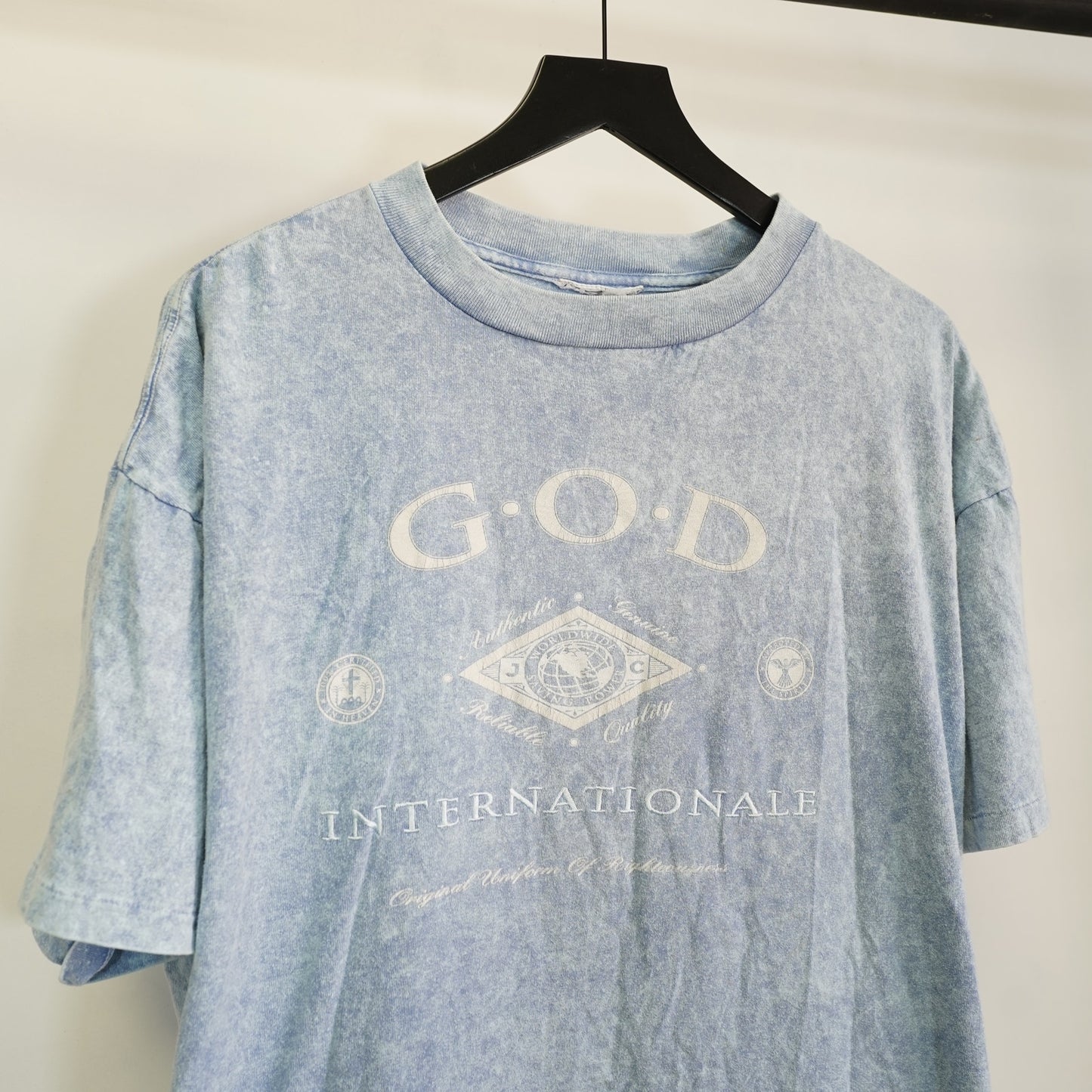 (XXL) Vintage God International Religious Jesus T-Shirt Men's XXL Single Stitch Blue