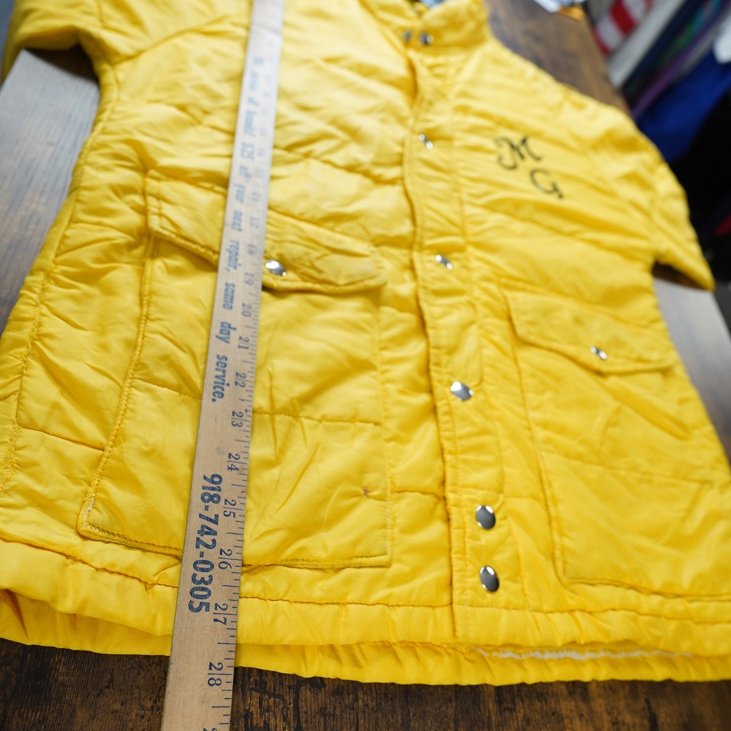 (S) True Vintage 70s Chain Stitched Swingster Western Puffer Jacket Men's S Yellow