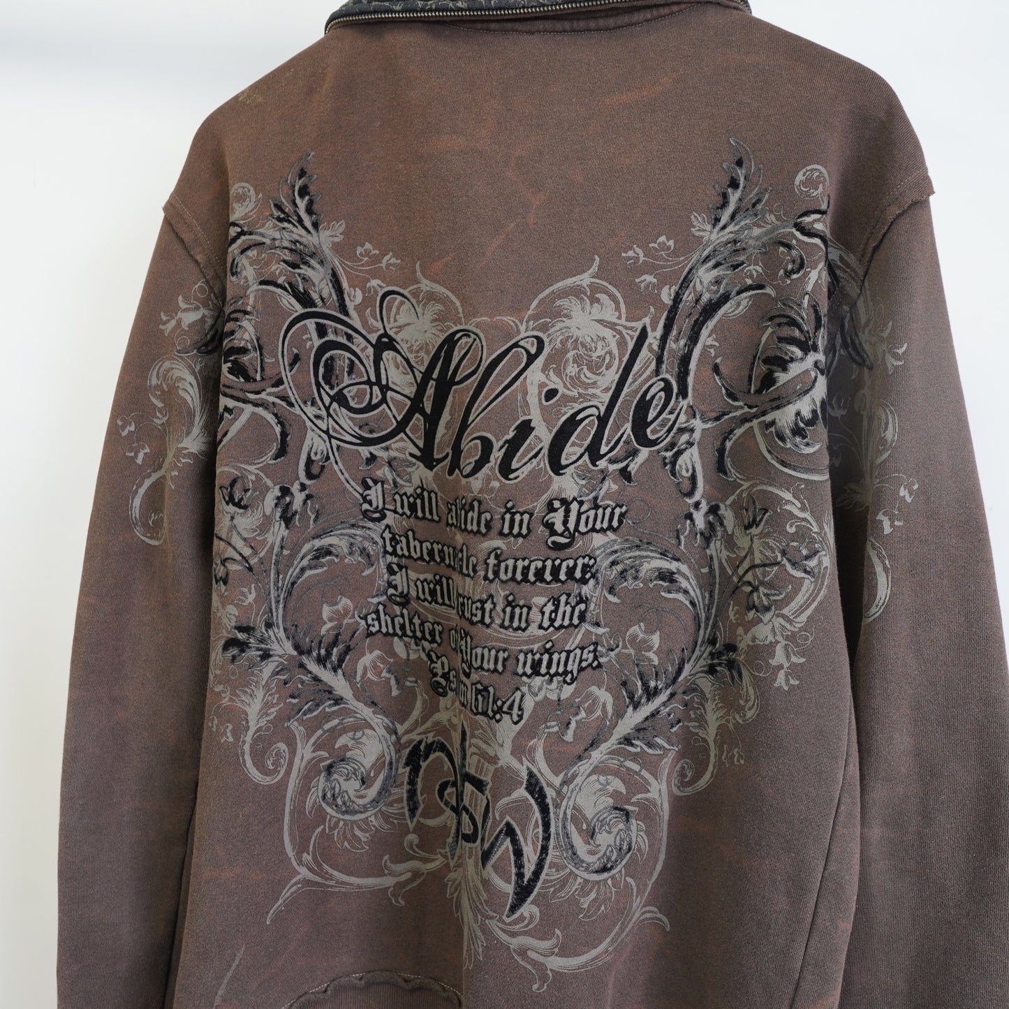 (M) Vintage Y2K Jesus Christ Full Zip Religious Sweater Men's M Brown 2000s Tribal