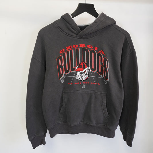 (XS) Georgia Bulldogs Hollister Retro Boxy Fit Y2K Pullover Hoodie Men's XS Gray Red