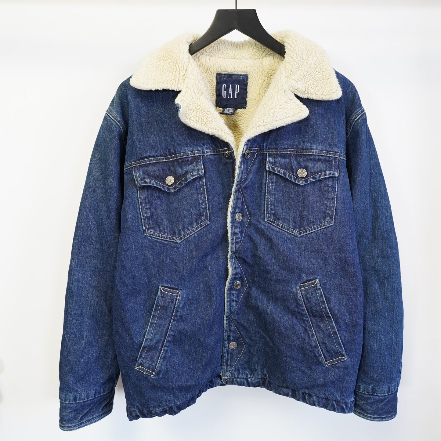 (L) Vintage Gap Sherpa Lined Trucker Denim Jacket Men's L Blue Jean Western