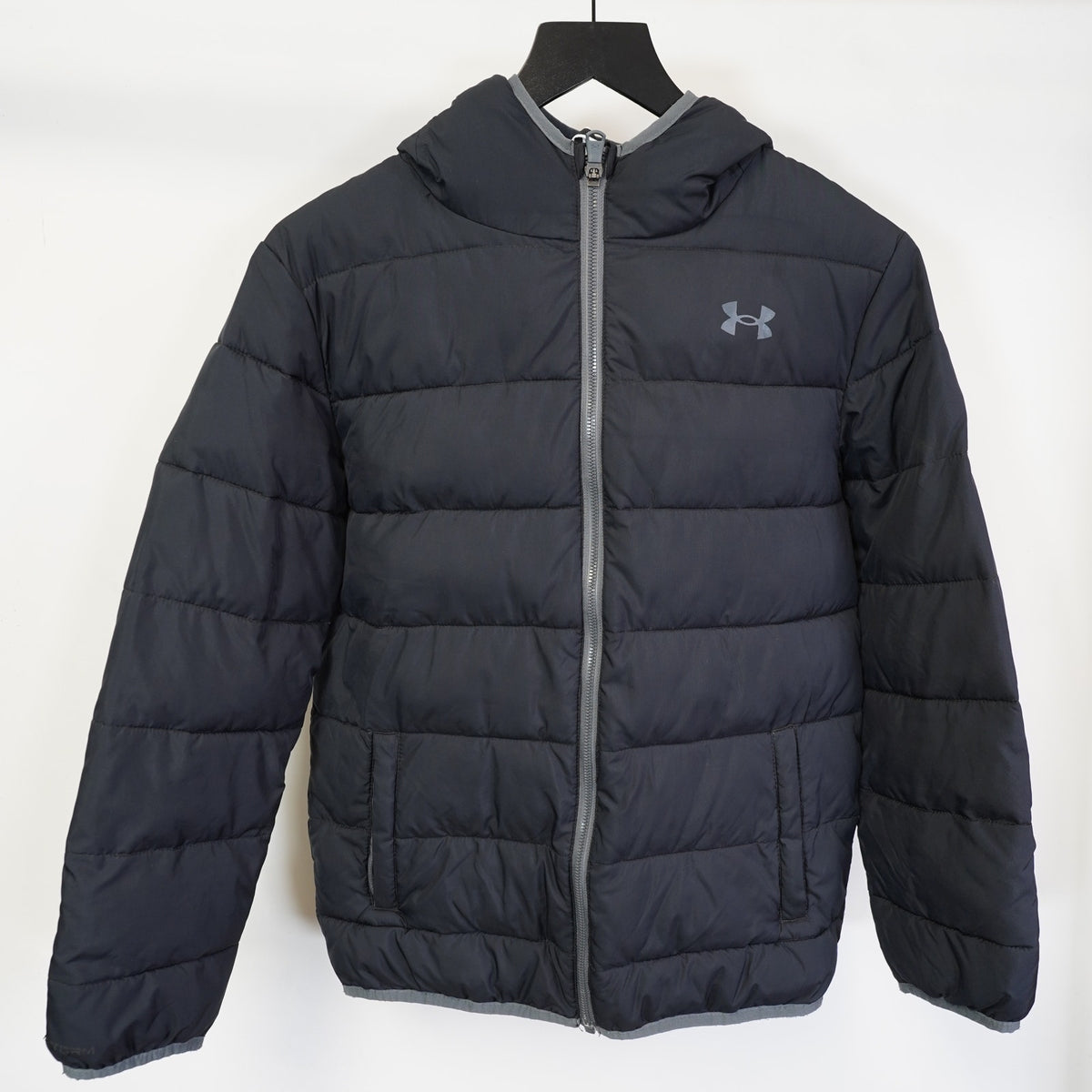 (Boys L) Under Armour Pronto Puffer Jacket Boy's Youth L Black Down Ski Snowboard