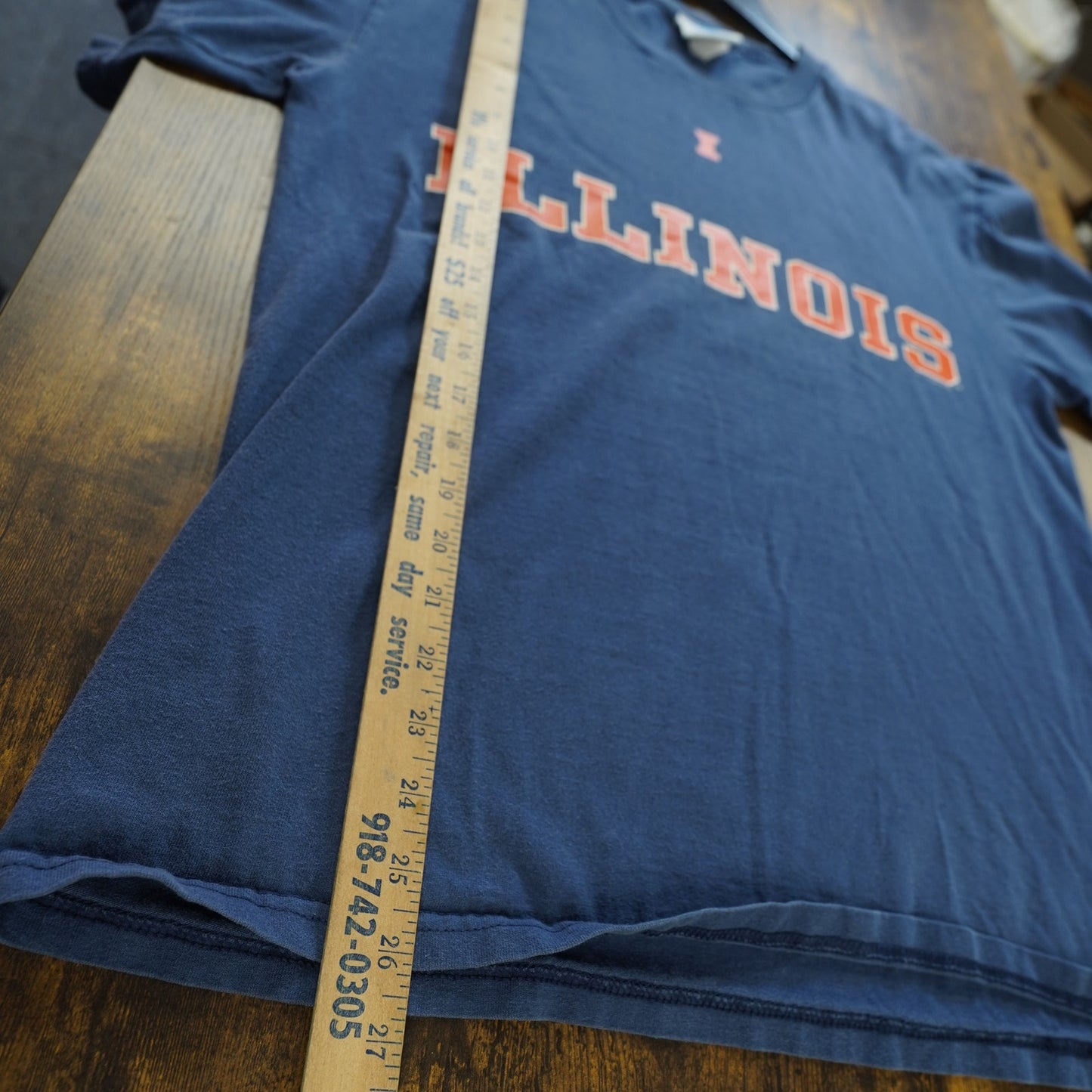 (L) Vintage Illinois Illini NCAA T-Shirt Men's L Navy Blue Orange 2000s Y2K