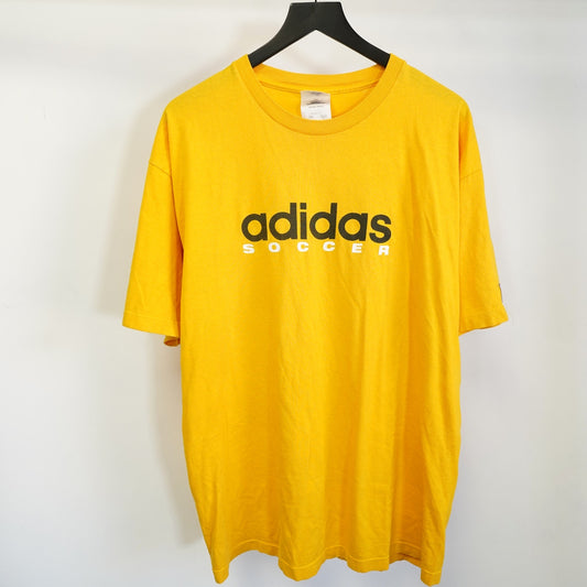 (L) Vintage Adidas Soccer Y2K Yellow T-Shirt Men's L 2000s World Cup