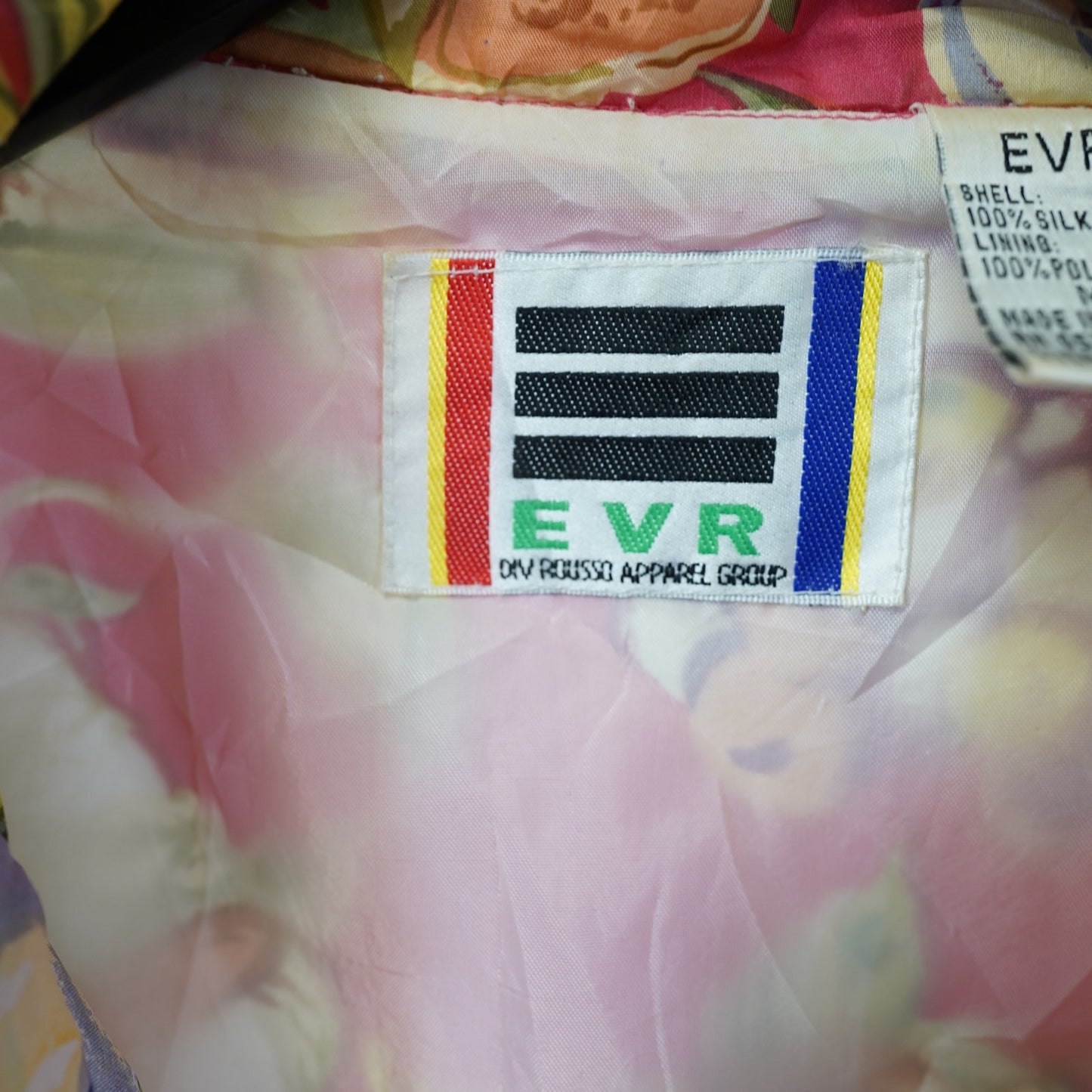 Vintage Tropical Floral Fruit Print EVR Silk Jacket Women's L Pink 90s Hawaiian