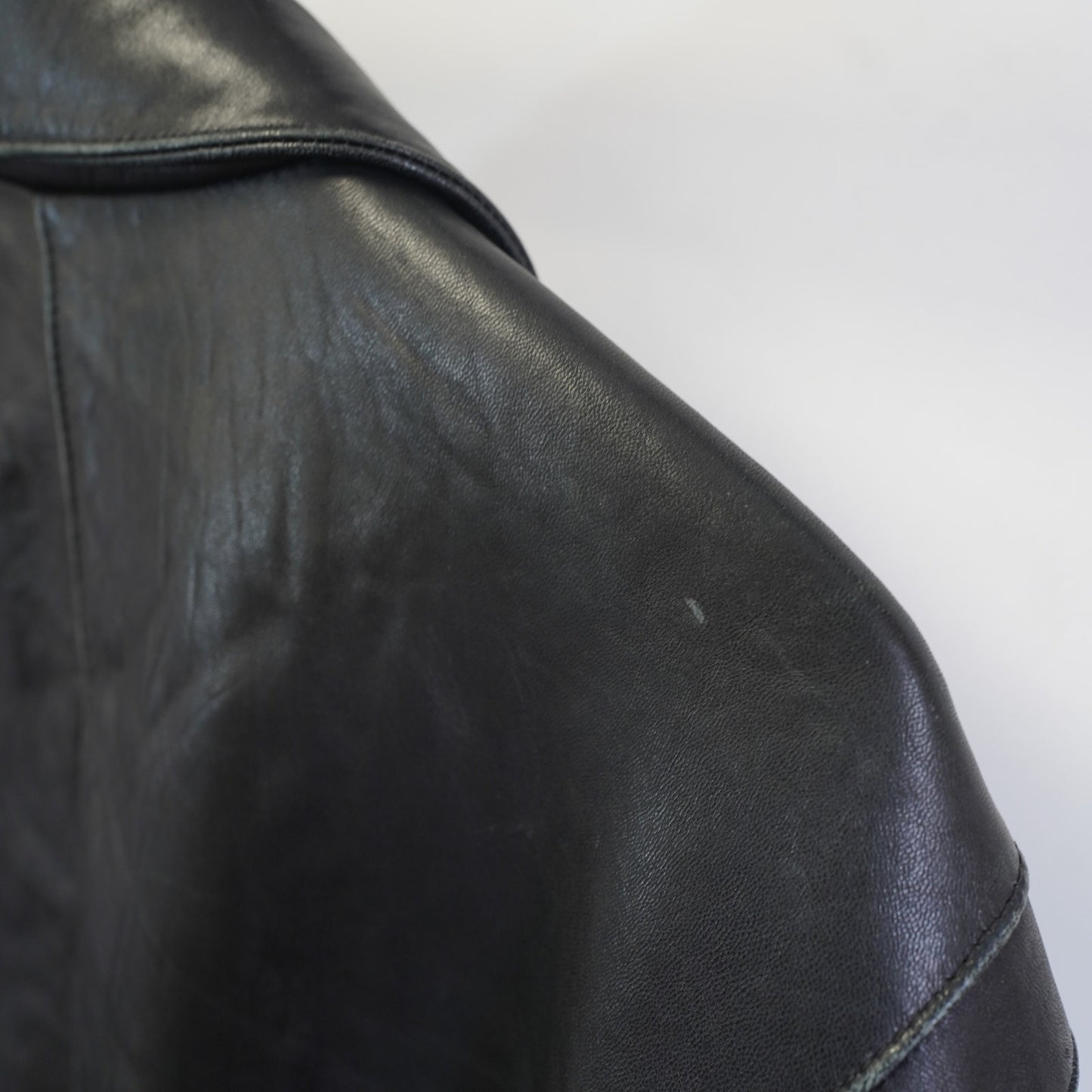 (XXL) Vintage Perry Ellis Lambskin Leather Black Bomber Jacket Men's XXL Pilot Retro