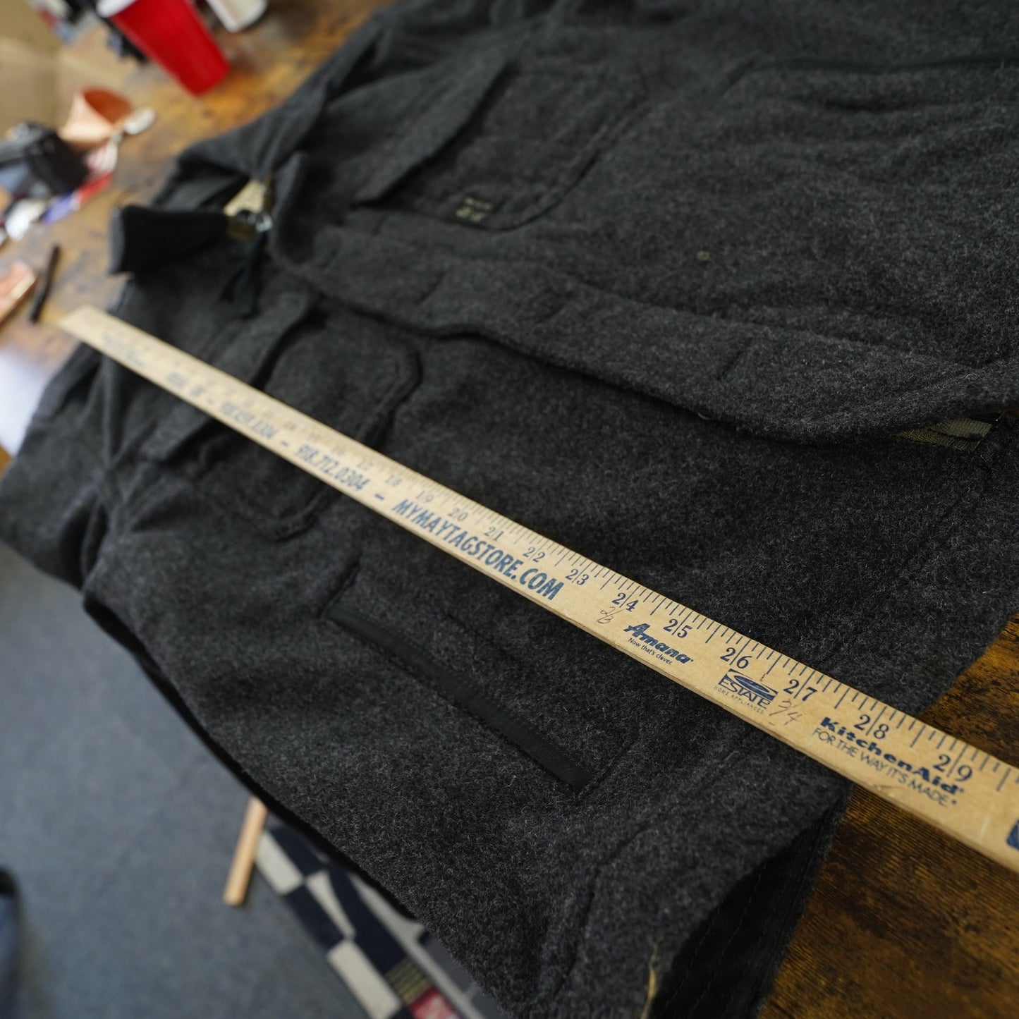 (L) Vintage Abercrombie & Fitch Wool Y2K Military Coat Jacket Men's L Gray Preppy