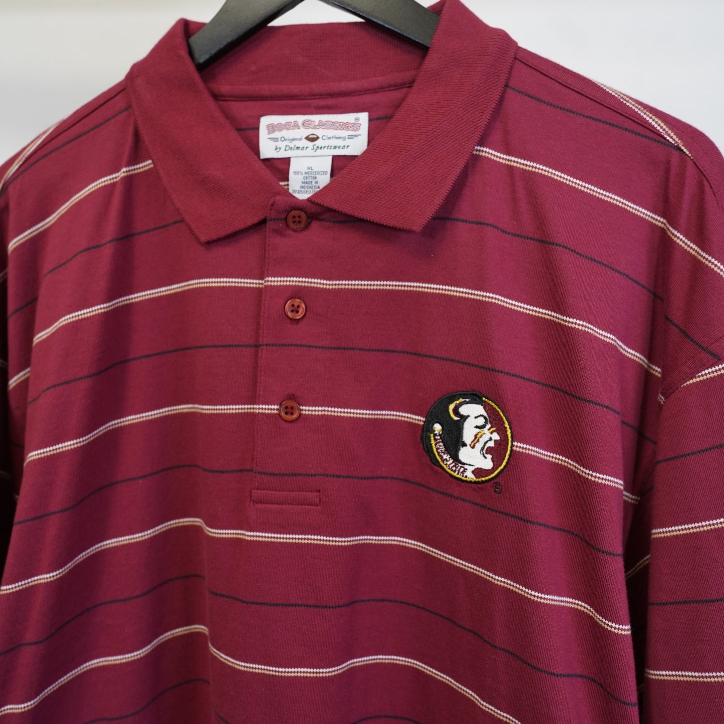 (XL) Vintage Florida State Seminoles Boca Classics Striped Polo Shirt Men's XL Red