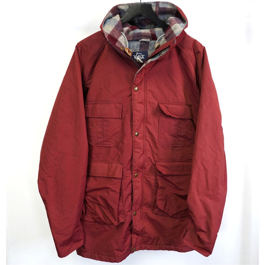 (L) Vintage Woolrich Plaid Blanket Lined Raincoat Jacket Men's L Maroon Red Gropcore