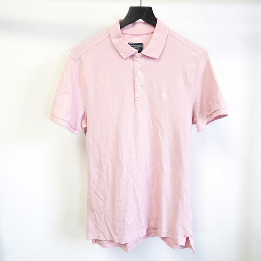 (L) Vintage Abercrombie & Fitch Y2K Moose Logo Polo Shirt Men's L Fitted Pink 2000s
