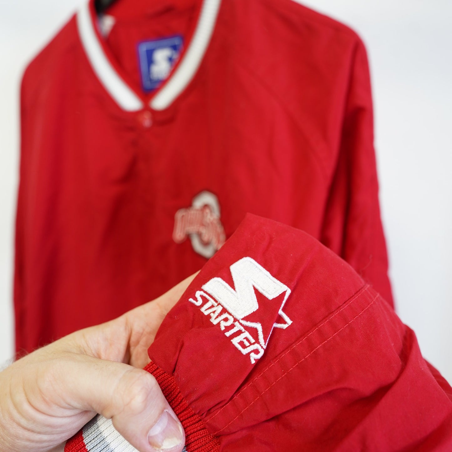 (XL) Vintage Ohio State Buckeyes Starter Pullover Windbreaker Men's XL Red 90s Sewn