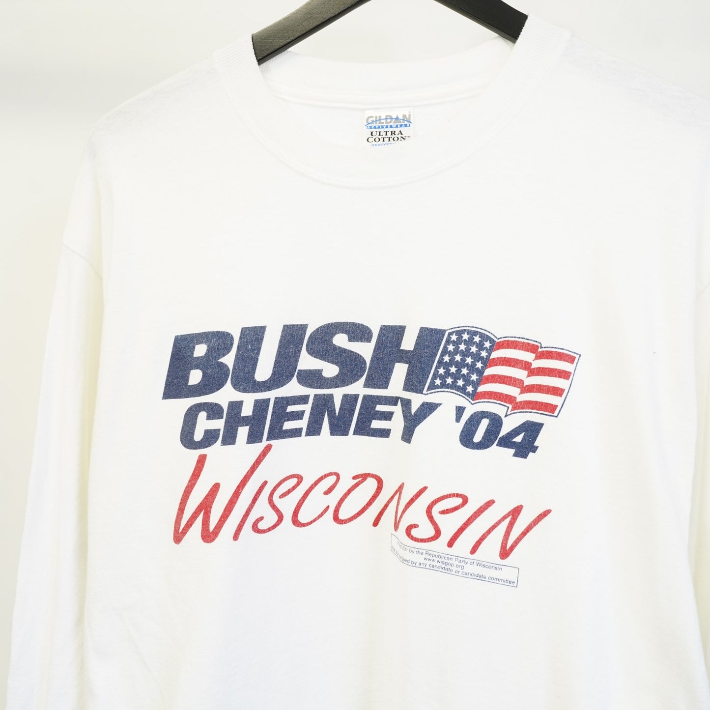 (L) Vintage George Bush Cheney 2004 Republican Campaign T-Shirt Men's L White Gildan