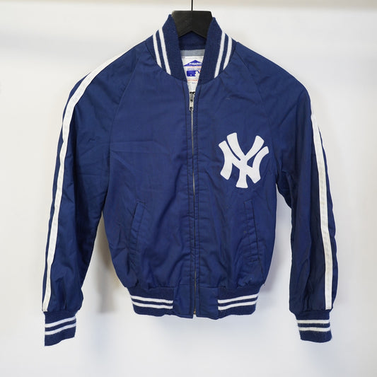 (Boys L) Vintage New York Yankees Kids Bomber Jacket Boys Size 12 L Sewn Blue 90s Retro
