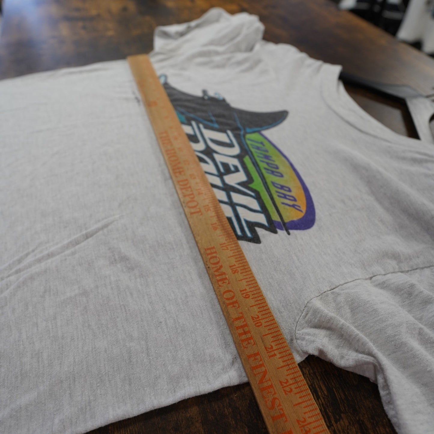(L) Vintage Tampa Bay Devil Rays 90s Logo 7 Men's L Gray T-Shirt Retro MLB