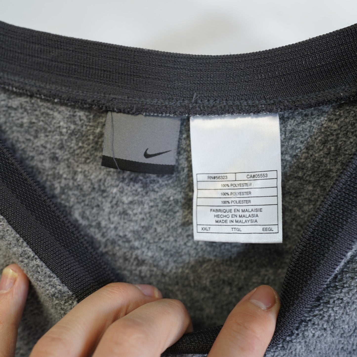 (XXLT) Vintage Nike Therma-Fit Y2K Fleece Sweatshirt V-Neck Men's XXLT Gray 2000s