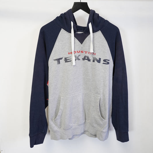 (L) Houston Texans Retro Hoodie Men's L Gray Navy Blue Hands High Football NFL