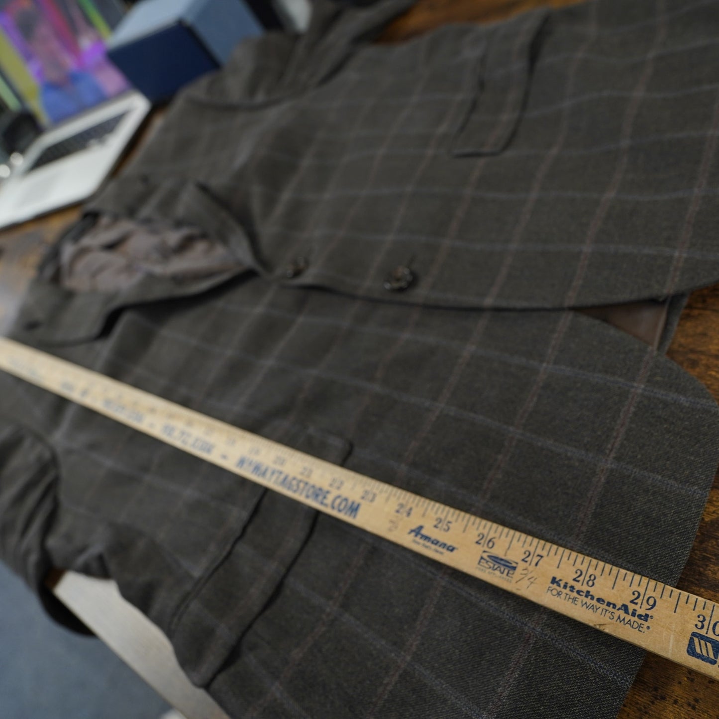 (Sz. 44) Lauren Ralph Lauren Vintage Plaid Blazer Suit Jacket Men's 44S Brown Sportcoat