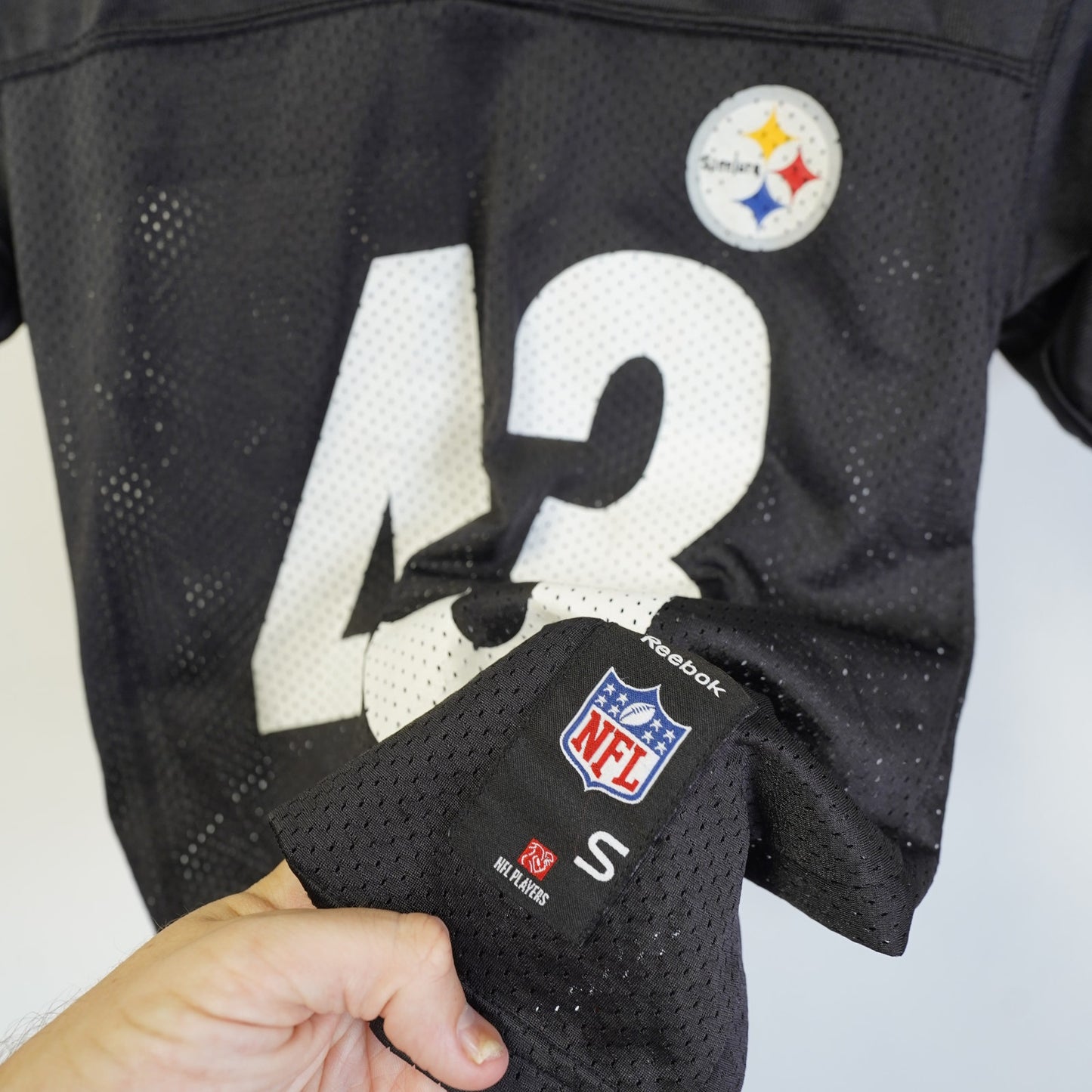 (Youth S) Pittsburg Steelers Troy Polamalu Football Jersey Boys Size S Black Youth Kids