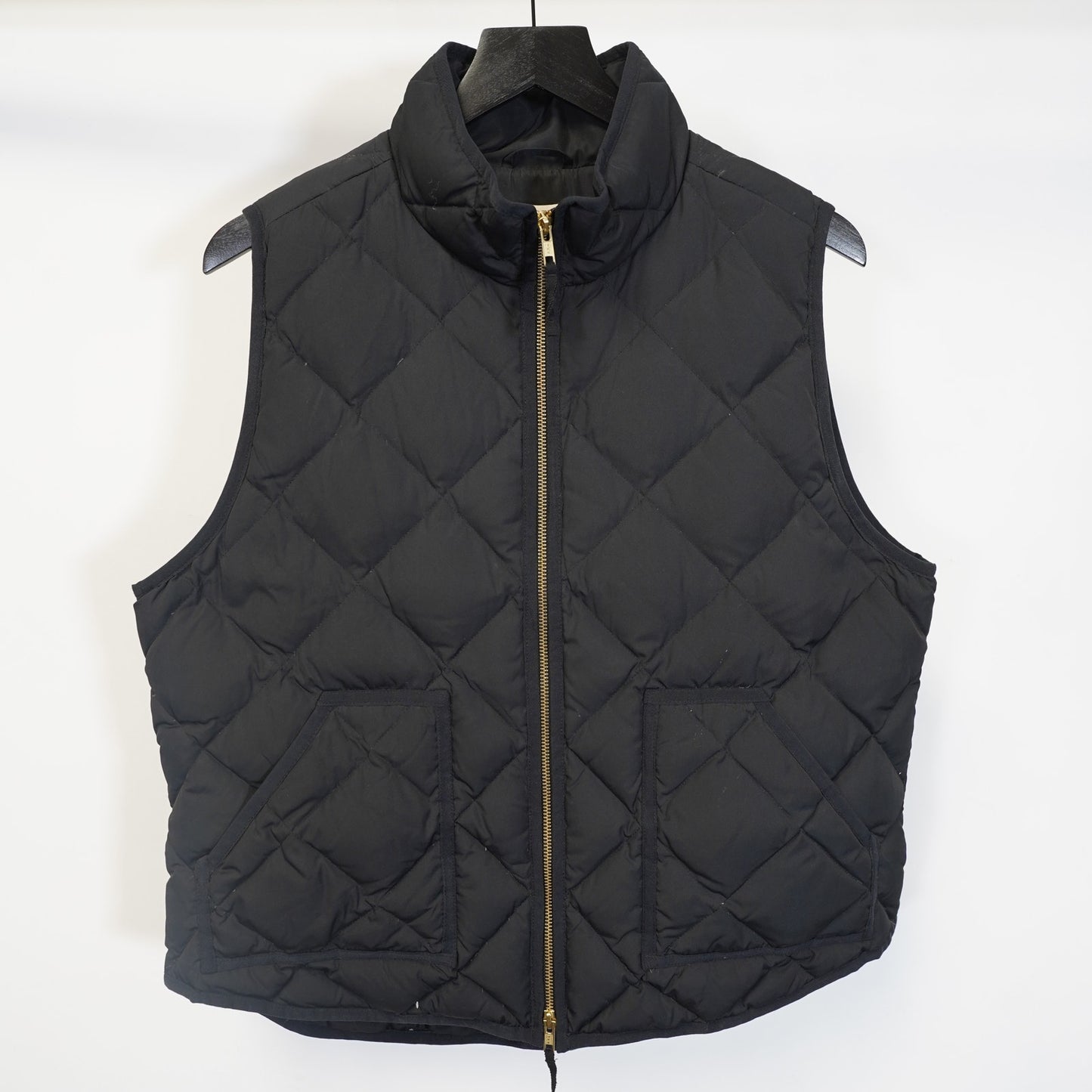 (Women's XL) J.Crew Mercantile Quilted Down Puffer Vest Women's XL Black Gold Full Zip