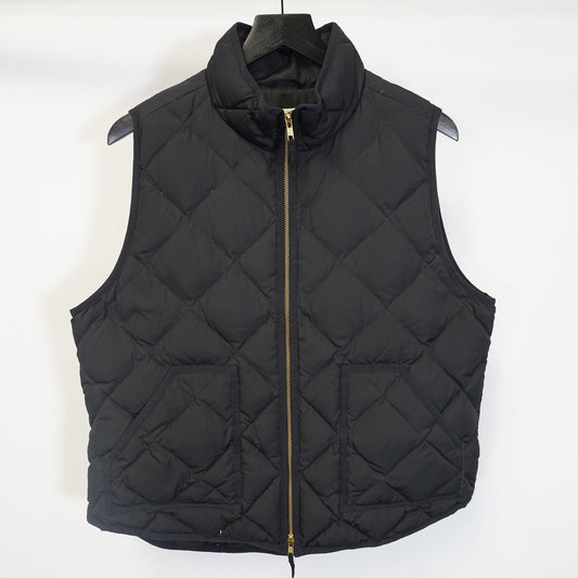 (Women's XL) J.Crew Mercantile Quilted Down Puffer Vest Women's XL Black Gold Full Zip