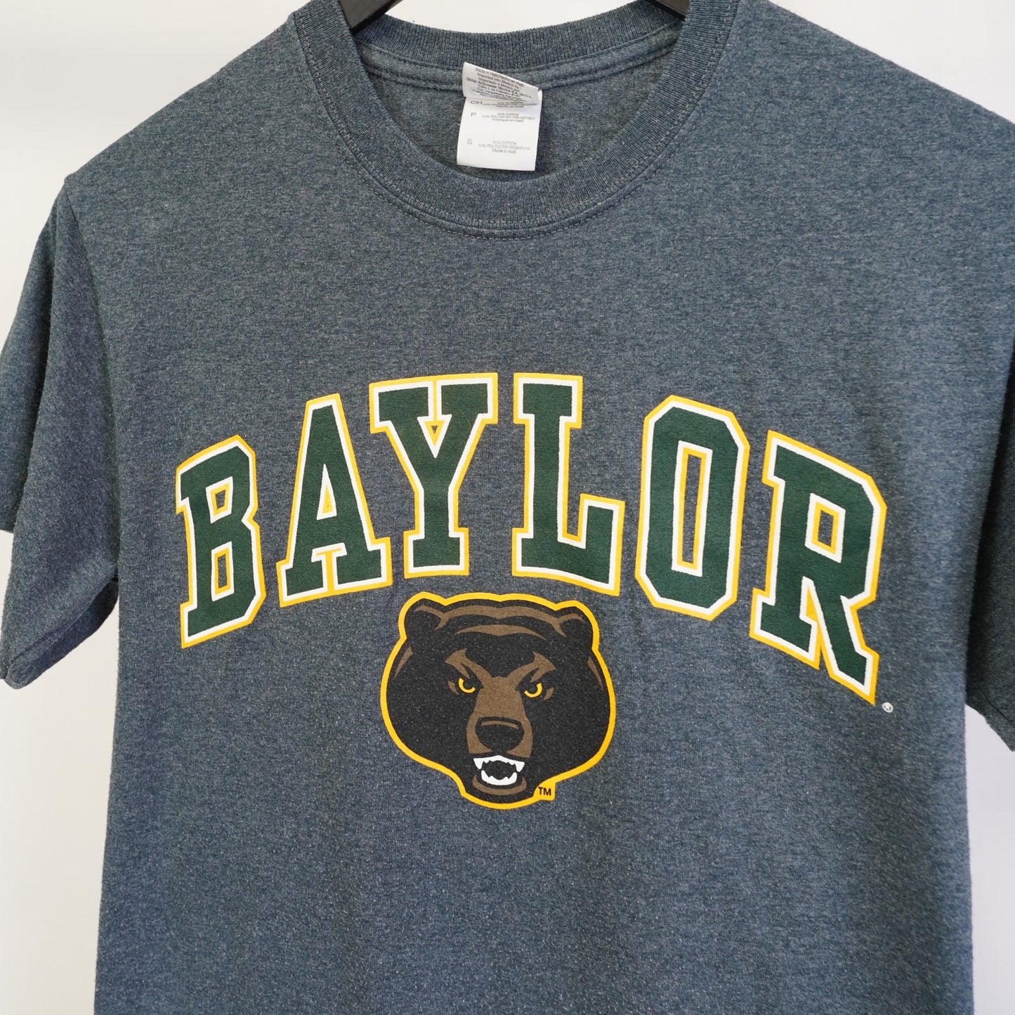 (S) University of Baylor Bears College T-Shirt Men's S Gray Retro Football