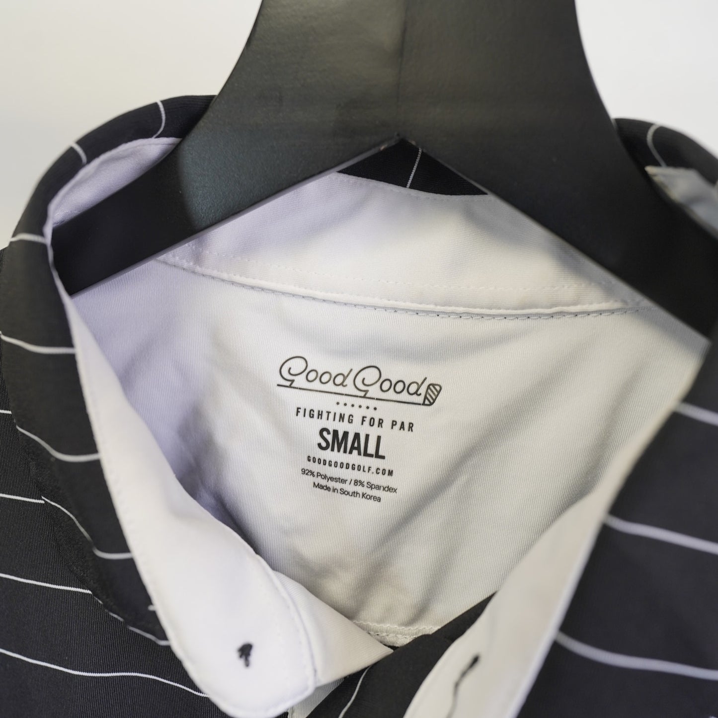 (S) Good Good Striped Performance Golf Polo Shirt Men's S Black White