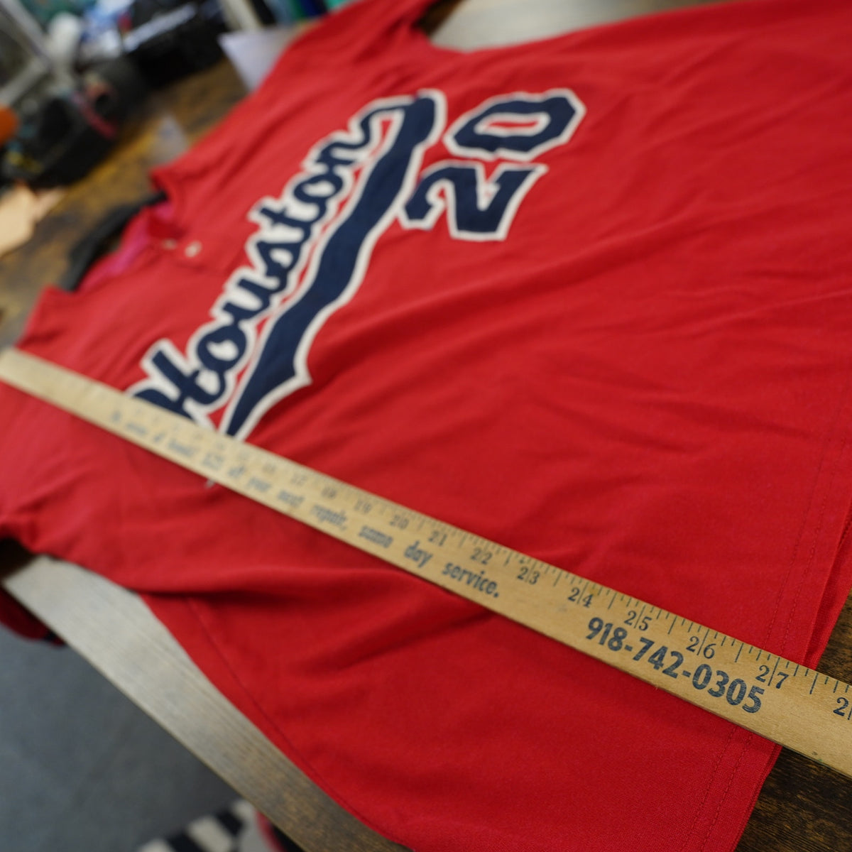 (L) Vintage University of Houston Cougars Sewn Baseball Jersey Men's L Red U of H