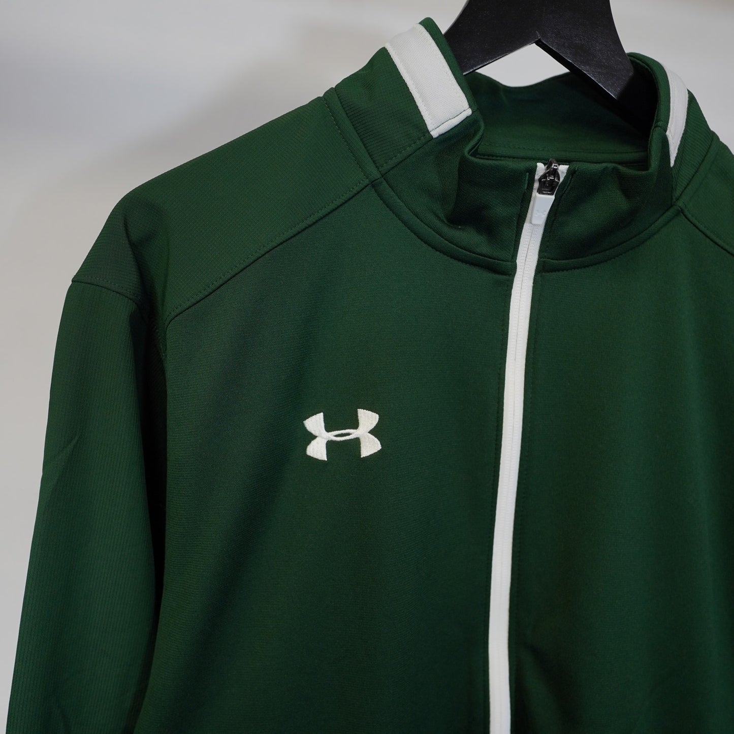 (XXL) Under Armour Rival Knit Track Jacket Men's XXL Forest Green White Full Zip