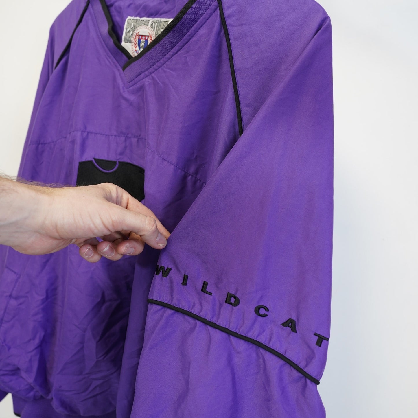 (L) Vintage Kansas State Wildcats Sewn Pullover Windbreaker Men's L Purple Jacket