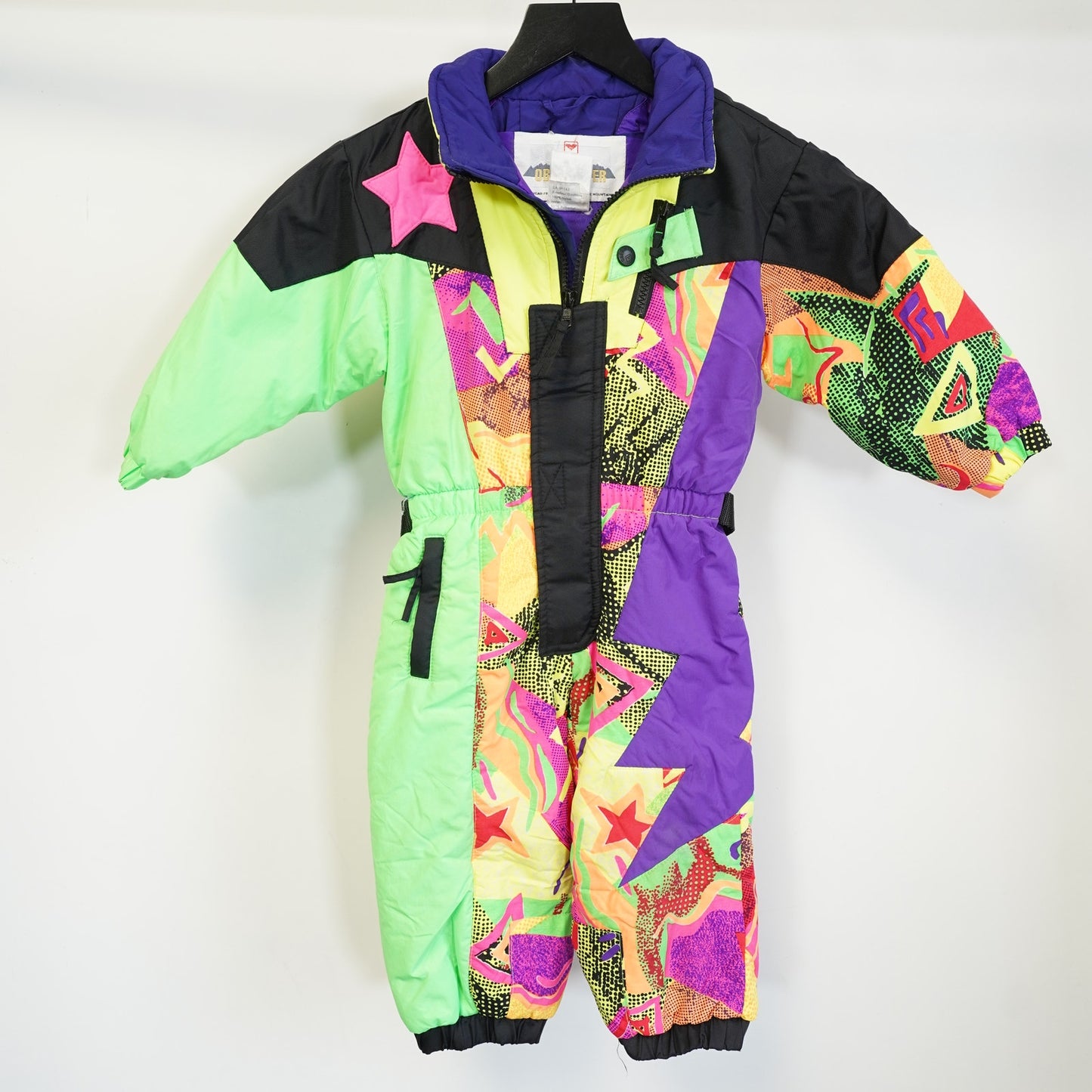 (3T) Vintage 90s Obermeyer Ski Suit Kids Sz. 3T Snowsuit All Over Print Geometric
